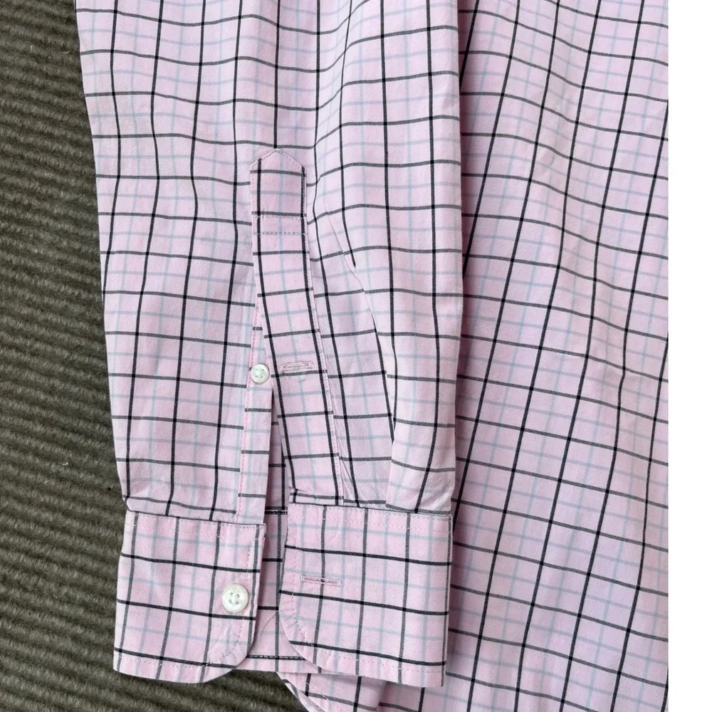 J.Crew Mens XLT Pink Windowpane Secret Wash Stretch Classic Button Down
